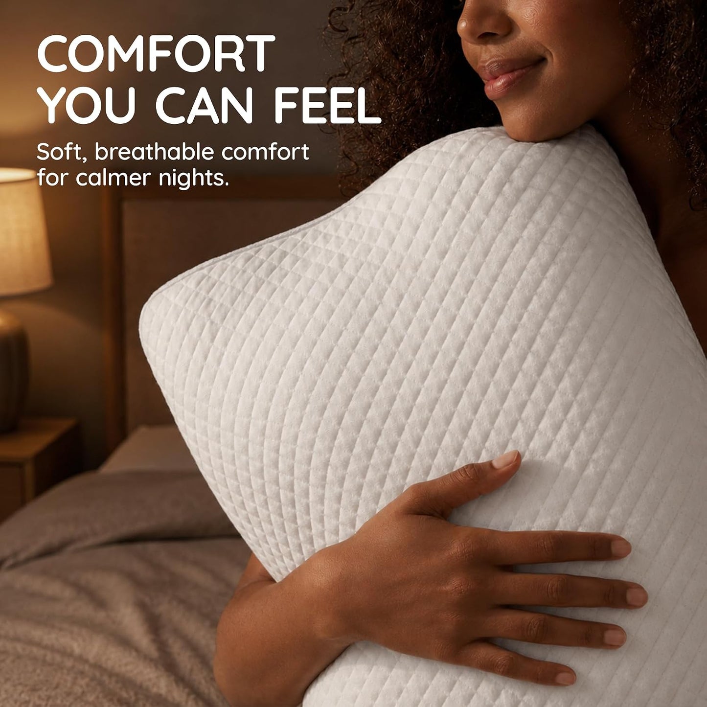 Contour Memory Foam Cervical Pillow for Neck Pain Relief, White | Orthopedic neck support | Standard size | side/back/stomach sleep | cervical alignment | two height choices | washable cover