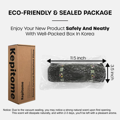 12-inch Korean Buckwheat Cervical Neck Roll — Compact Cypress-Filled Bolster Pillow for Targeted Neck Support (BTS Jungkook's Pick) — Adjustable Firmness, Organic Cotton Cover