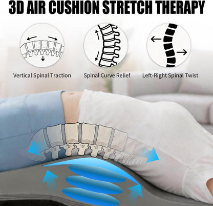 Full Body Stretching Massage Mat with Airbags | Body Discomfort Soothing & 3D Lumbar Stretch | Warm Care for Neck, Back, Waist, Hip | 7 Massage Modes, Portable & Foldable for Home Office Travel