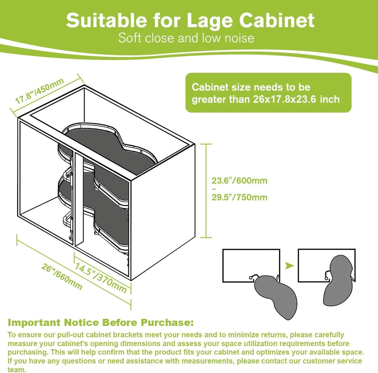 Blind Corner Cabinet Pull Out Organizer, Soft Close Swing Right Pull Out Cabinet Organizer 36inch, Corner Cabinet Lazy Susan for Corner Cabinet Blind Shelf, 2 Tiers Tray, Adjustable Height