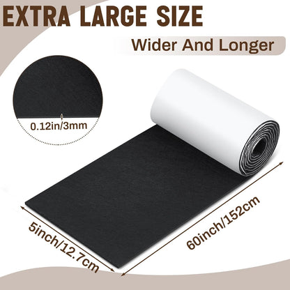Fullhawl Large Felt Furniture Pads 8 x 60 Inch Non Slip Self Adhesive Heavy Duty Cuttable Strip Roll Felt Sheet Tape for Protecting Hardwood Floors Chair Wall, White