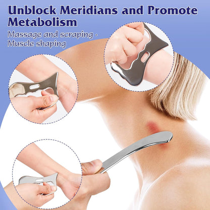 Gua Sha Scraping Tool Stainless Steel, Body Massage for Neck Back