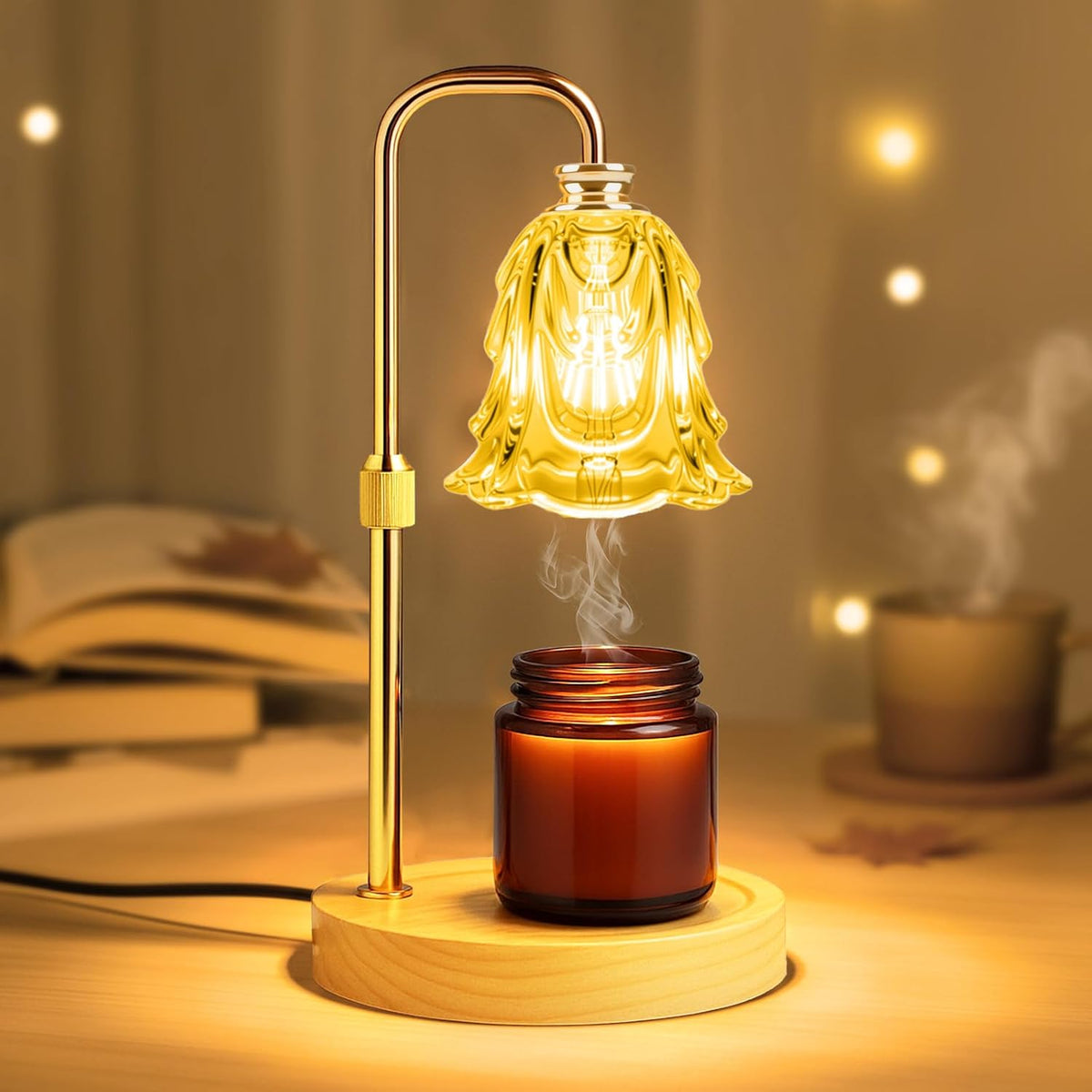 Candle Warmer Lamp with Timer and Dimmer, Electric Wax Warmers for Scented Candles with 5 Brightness Settings, Anti-Glare Lamp with Adjustable Height, Home Decor, Gift for Birthday, Valentines