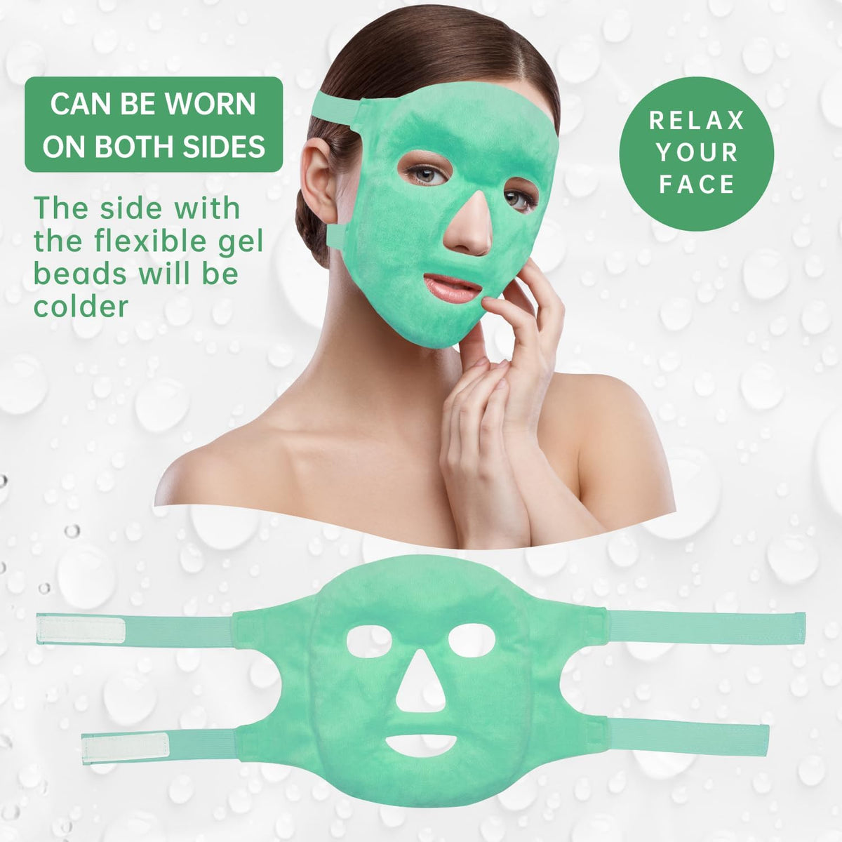 ZNÖCUETÖD Bundle of Gel Beads Ice Face Mask for Headaches, Puffy Eyes, Redness and Migraine Headache Relief Cap Hat, Head ice Pack Wrap Cooling Gel Ice Beanie Cold Cap