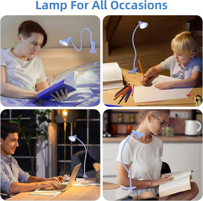 Clip on Light, Eye Care Reading Lights for Books in Bed Clip on Lamp Pink