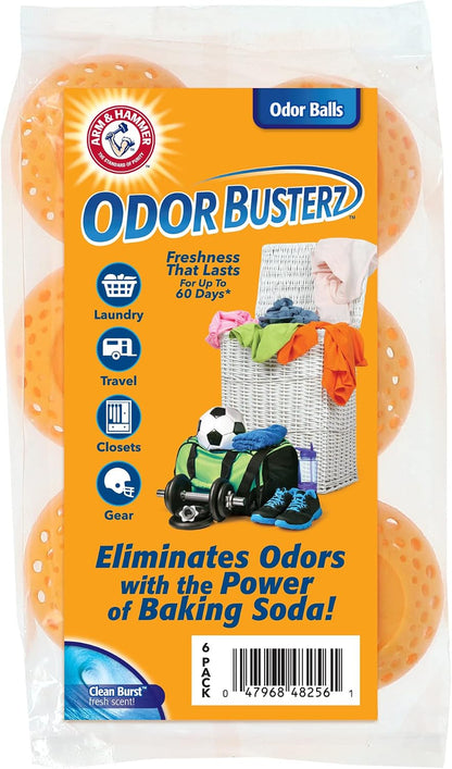 Arm & Hammer OdorBusterz® Odor Eliminator Balls, Clean Burst, 3 Count – Baking Soda Odor Control for Closets, Drawers, Hampers & Small Spaces