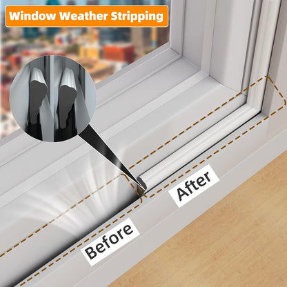 3 Pack*16.4 Ft Self-Adhesive Wedge Foam Window Weather Stripping Door Seal Strip, Soundproof Exterior Front Door Frame Gap Filler, Draft Stopper Foam Tape Noise Light Blocker (Black)