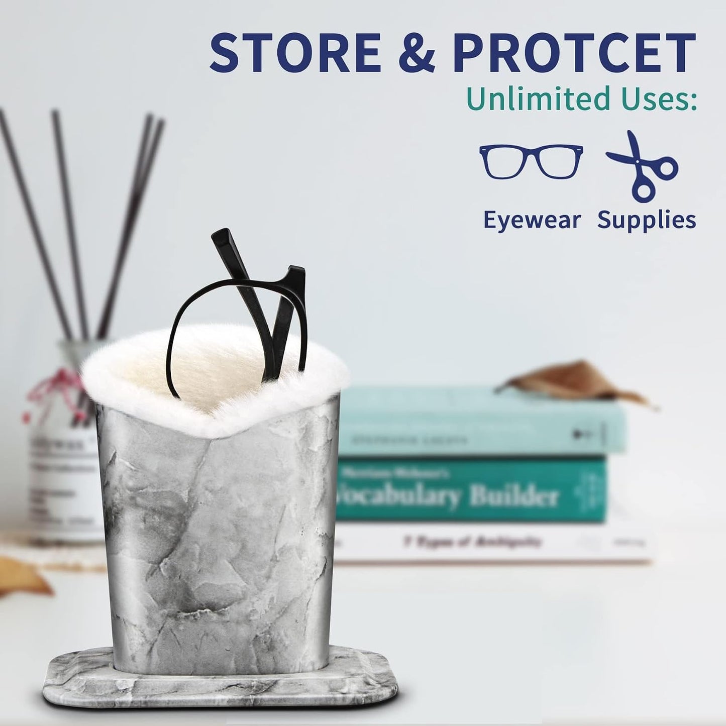 Plush Fluffy Lined Anti-scratch Eyeglasses Holder Protective Glasses Stand Case