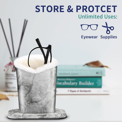 Plush Fluffy Lined Anti-scratch Eyeglasses Holder Protective Glasses Stand Case