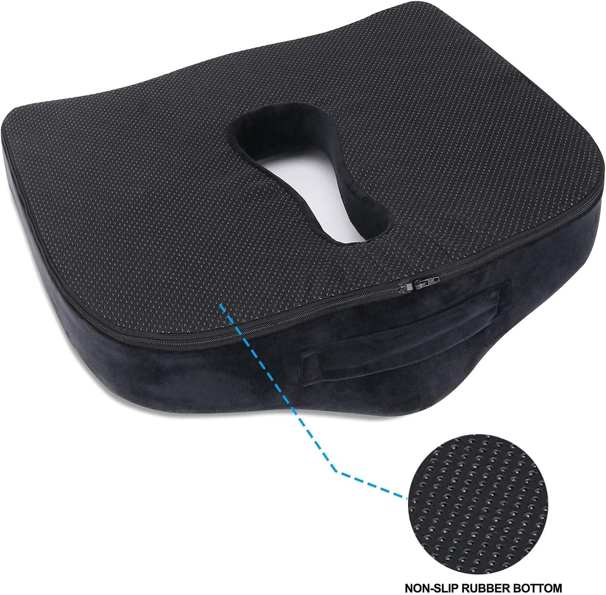 Orthopedic Memory Foam Seat Cushion for Office Chair Sciatica Tailbone Back Pain Relief Sitting Pillows - Truck Driver Cars Front Seats Pillow Wheelchair Kitchen Chairswith with No-Slip Bottom