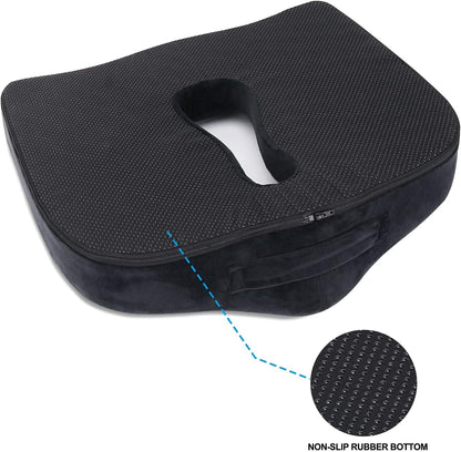 Orthopedic Memory Foam Seat Cushion for Office Chair Sciatica Tailbone Back Pain Relief Sitting Pillows - Truck Driver Cars Front Seats Pillow Wheelchair Kitchen Chairswith with No-Slip Bottom
