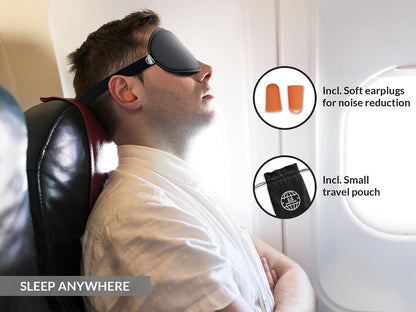 3D Sleep Mask -100% Blackout Sleep Mask, Memory Foam & Soft Cotton, Adjustable Headband, Ergonomic Design - Includes Soft Earplugs for Noise Reduction - Ideal for Travel & Restful Sleep