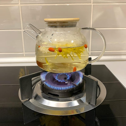 TMOST Glass Teapot with Spout Infuser 1600ml/54oz Glass Kettle Glass Pitcher Teapot for Loose Leaf Tea & Blooming Tea, Stovetop & Microwave Safe