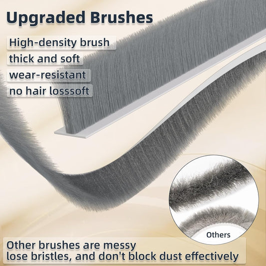 39" Silicone Door Brush Sweep for Door Weather Stripping Bottom,Black | Adhesive Under Door Draft Stopper for Exterior Interior Door Gap Filler Blocker Dust Cold Air,Suitable Gaps for 0-0.8"