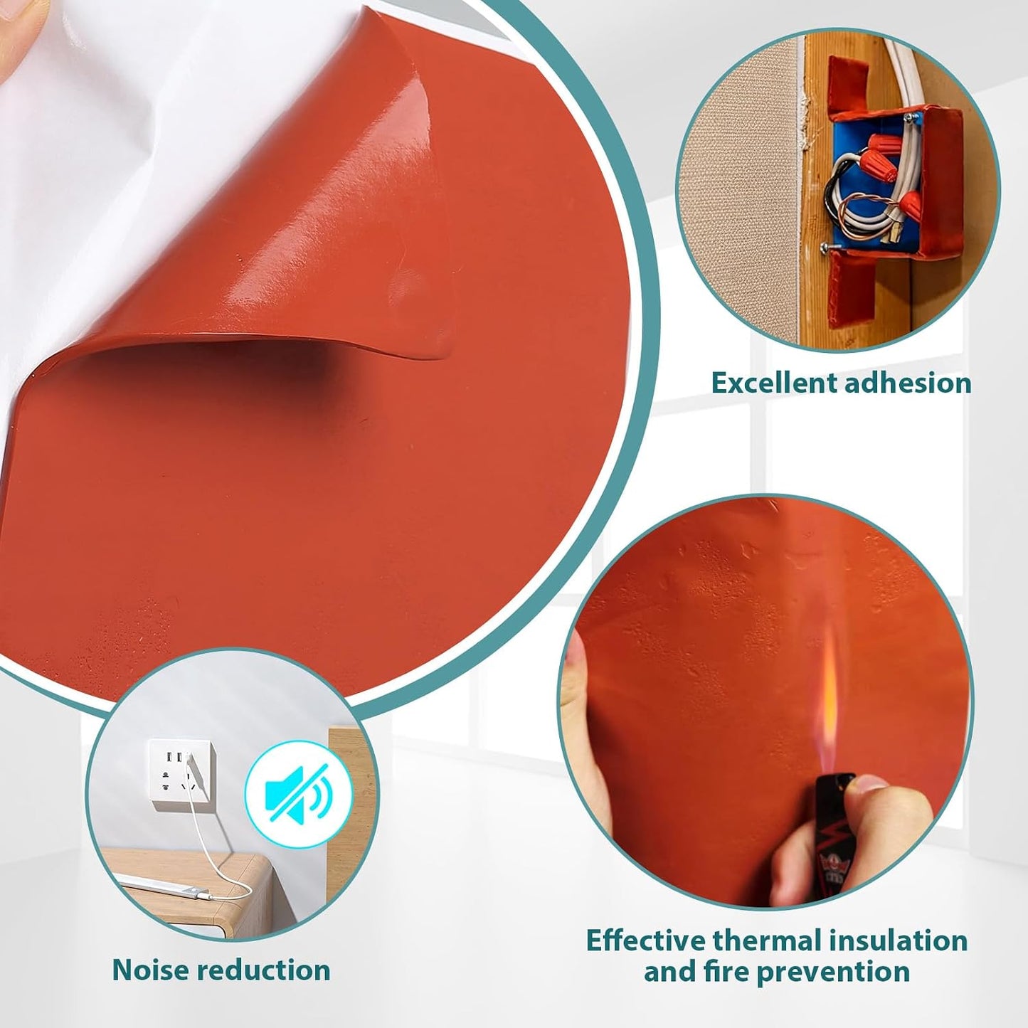 10Pcs Fire Putty Electrical Pads, 7”x7” Fire Barrier Pad, Acoustic Putty Pad with Disposable Gloves, Moldable Firestop Adhesive for Wall Openings, Soundproofing, Electrical Boxes (10pcs)