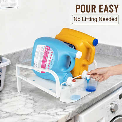 Laundry Detergent Holder Stand with Drip Tray, Liquid Detergent Riser | Laundry Soap Holder Organizer for Laundry Room, Brown