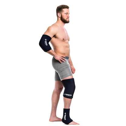 FreezeSleeve Ice and Heat Therapy Sleeve | Reusable Ice Pack Flexible Gel Compression Sleeve for Pain Relief and Recovery of Elbow Knee Ankle Leg Wrist Injuries | Black Large