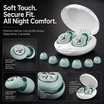 HEKKE 45dB Ear Plugs for Sleeping, Soft Silicone for Side Sleepers, 4 Sizes | Reusable soft silicone with XS/S/M/L sizes for side sleepers, concerts, flights and hotels; carrying case included.