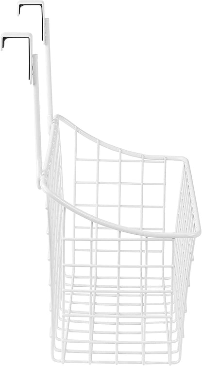 Spectrum Hanging Baskets for Organizing (Large, Satin Nickel) - Grid Over the Cabinet Wire Basket for Kitchen or Bathroom - Door Hanging Storage Organizer for Cleaning Supplies, Washcloths, & Towels
