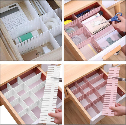 MUKCHAP 72-Piece DIY Grid Drawer Organizer - 12.6 Inch Adjustable Drawer Dividers for Sock, Underwear, Scarf - 36 White, 36 Pink