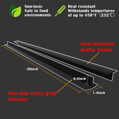 Silicone Stove Counter Gap Cover - 25 Inch Gap Filler 2 Pack Black | Long gap filler seals spills between kitchen appliances Stovetop oven countertop; stove gap cover, gas stove side gap covers