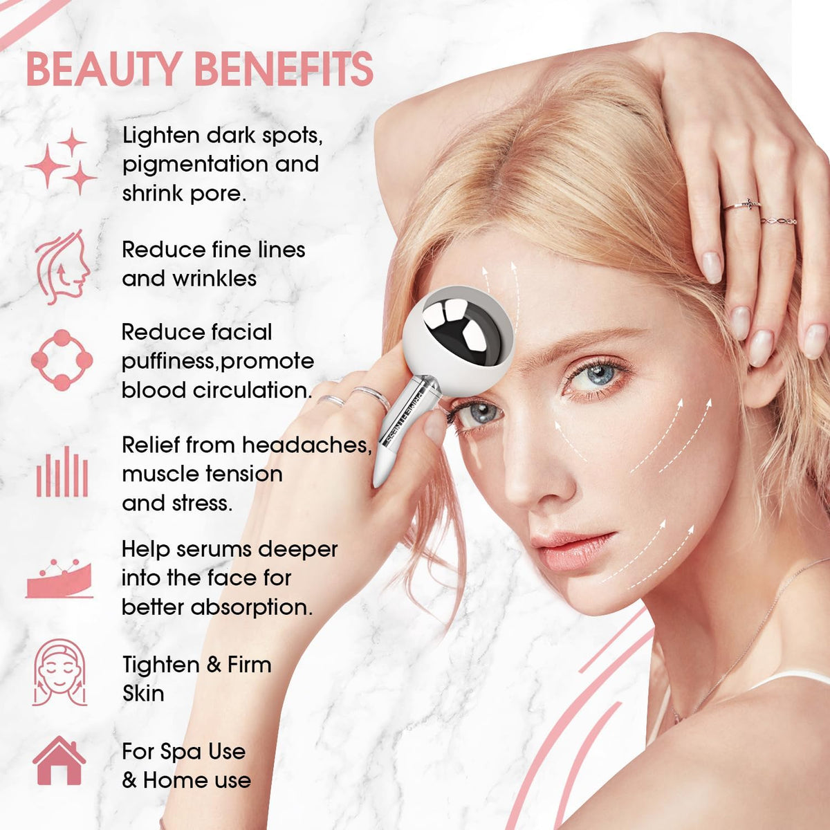 Ice Globes for Facials | Unbreakable Steel Cooling Roller | Cryo Sticks for Face | Massager for Face Neck & Eyes | Skin Care for Dark Circles, Puffiness, Wrinkles, Collagen Production (White)