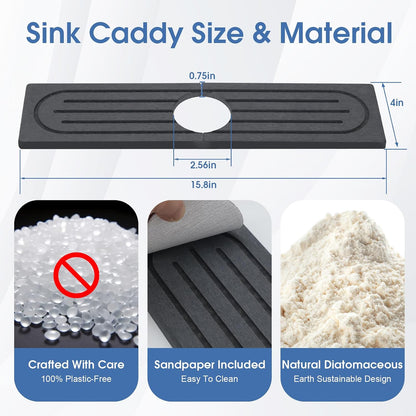 24 Inch Kitchen Sink Splash Guard, Sink Splash Guard Behind Faucet, Silicone Faucet Handle Drip Catcher Tray Mat for Kitchen, Bathroom Counter, Dark Gray, 23.6" x 4"