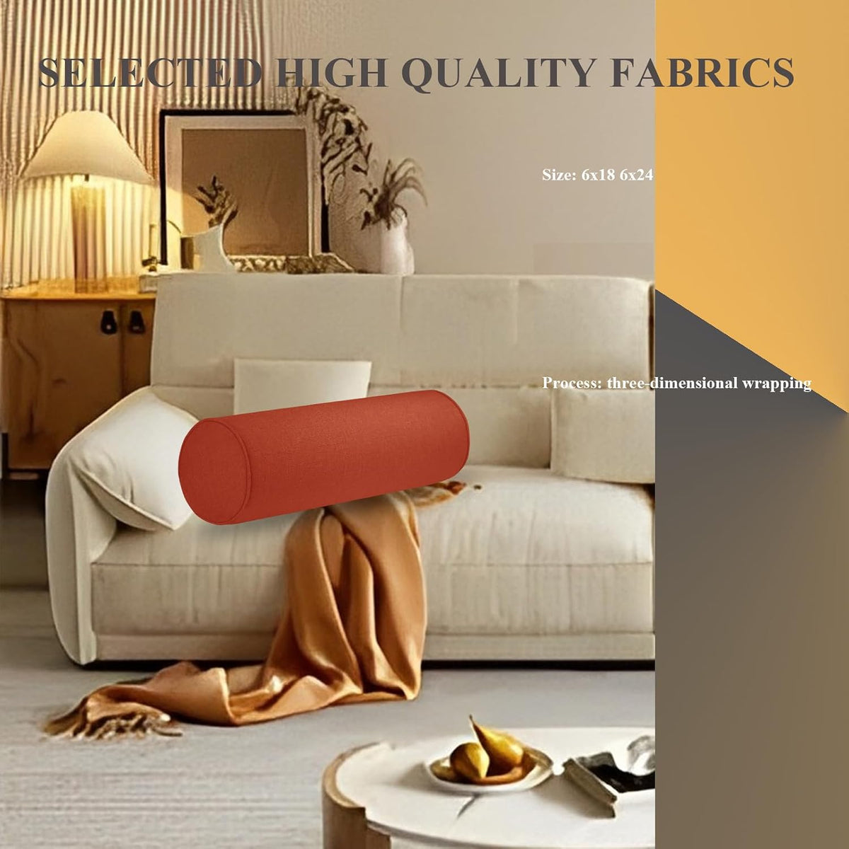 Tinbolunce Neck Roll Pillowcases with Zipper - Full Moon Bolster/Round Cylinder Pillow Case Cover for Bedroom, Living Room, Sofa - Solid Color Cervical Throw Pillow Covers