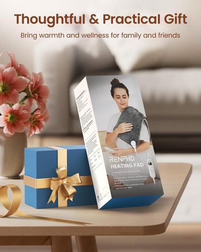 RENPHO Electric Heating Pad for Back with 10 Heat Levels, FSA Eligible HSA | Fit for Neck, Shoulder, Knee, Arm & Leg, Birthday Gift for Women, Men, Mom & Dad, HSA Approved, ETL Certified, 12 x 24", Gray