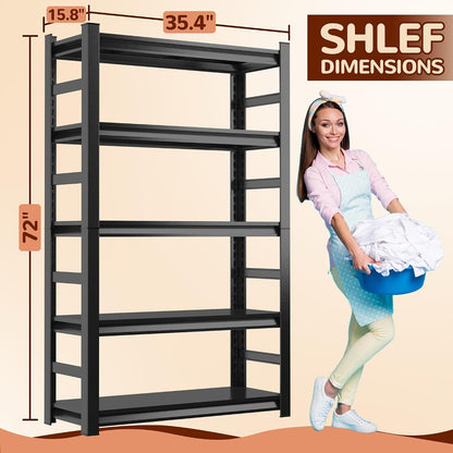 Over Washer and Dryer Shelves, 4 Tiers Adjustable Height Laundry Room Storage and Organizer Standing Shelf, Metal Freestanding Space Saving Organizers Shelf (4-Tier 63" H*45" W*15.7" D)