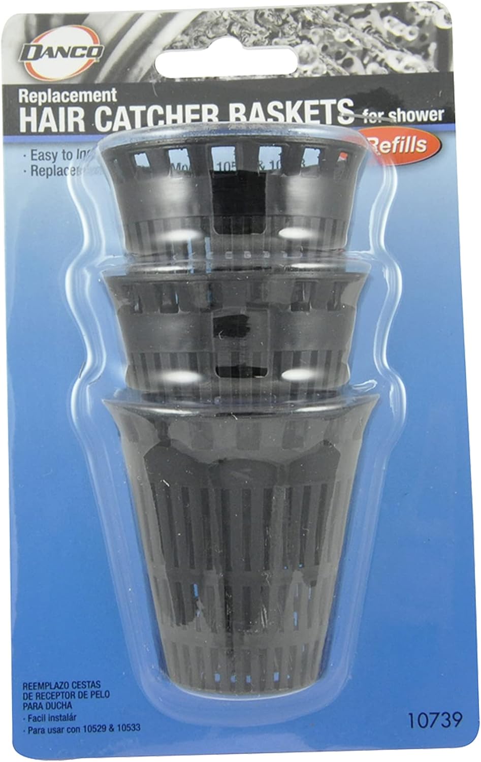 Danco Shower Hair Catcher Baskets, 6-Pack, Black (10739P)