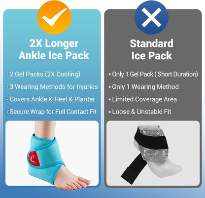 Comfytemp Ankle Foot Ice Pack Wrap for Plantar Fasciitis Relief, FSA Eligible HSA, Ankles Brace for Sprain Pain, Heel Spur, Swelling, Achilles Tendonitis, Hot Cold Gel Ice Pack for Injuries Reusable