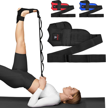 SHAZ Foot & Calf Stretcher, Fascia Hamstring Stretcher for Plantar Fasciitis, Achilles Tendonitis, Heel Spurs & Shin Splints - Yoga Leg Stretching Strap for Back Pain - Flex Strap for Physical Therapy