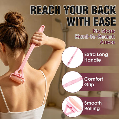 Foldable Manual Leg Massage Rollers for Neck Back, Back Massage Rollers | Women Leg Massager Roller, 3Rollers with Storage bag, Dual Hot and Cold Use Body Roller for Facial, Sturdy and Portable Pink