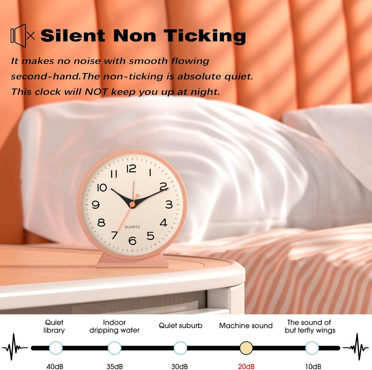 AYRELY® 4.5" Analog Alarm Clock, Small Retro Desk Clock and Table Clock