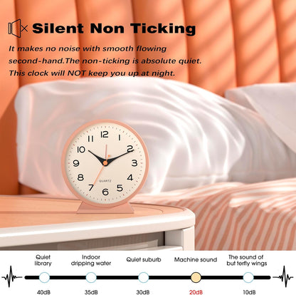 AYRELY® 4.5" Analog Alarm Clock, Small Retro Desk Clock and Table Clock