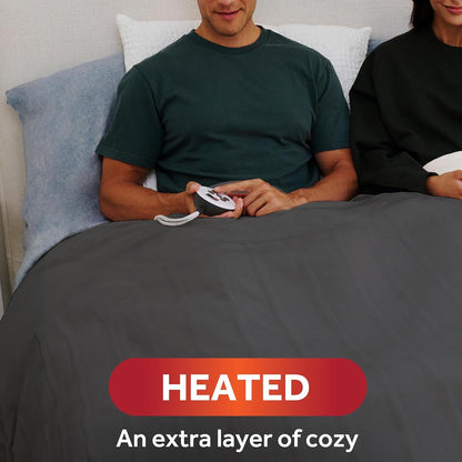 Sunbeam Royal Posh Dove Grey Heated Personal Throw / Blanket, Cozy-Warm, Adjustable Heat Settings
