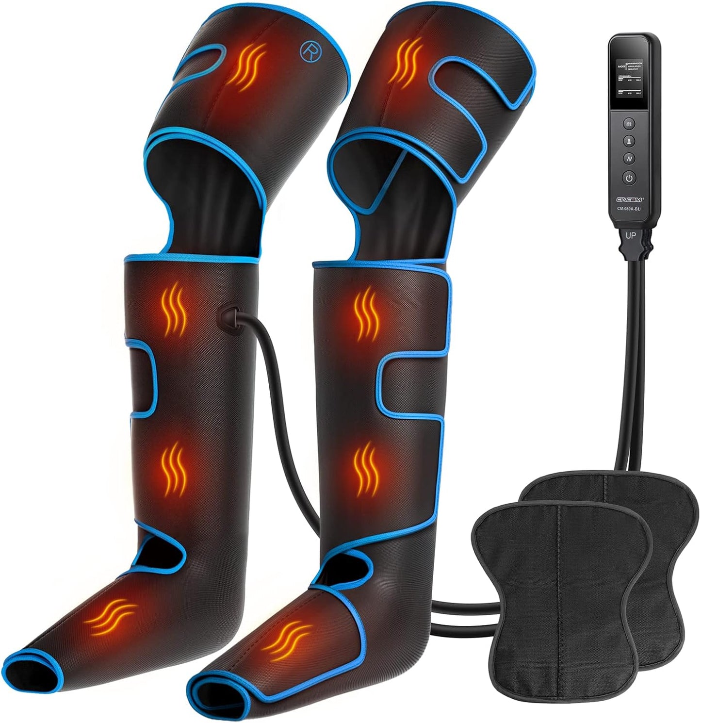 CINCOM Leg Massager with Heat and Compression FSA - HSA, Sliver | 3-in-1 Foot Calf & Thigh Massager for Circulation and Pain Relief Helpful for Lymphedema Edema Restless and Relaxation