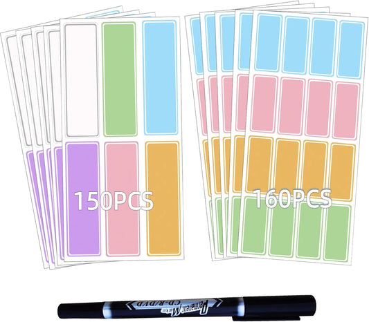 Assorted Colors Waterproof Removable Labels with Pen Adhesive Name Stickers