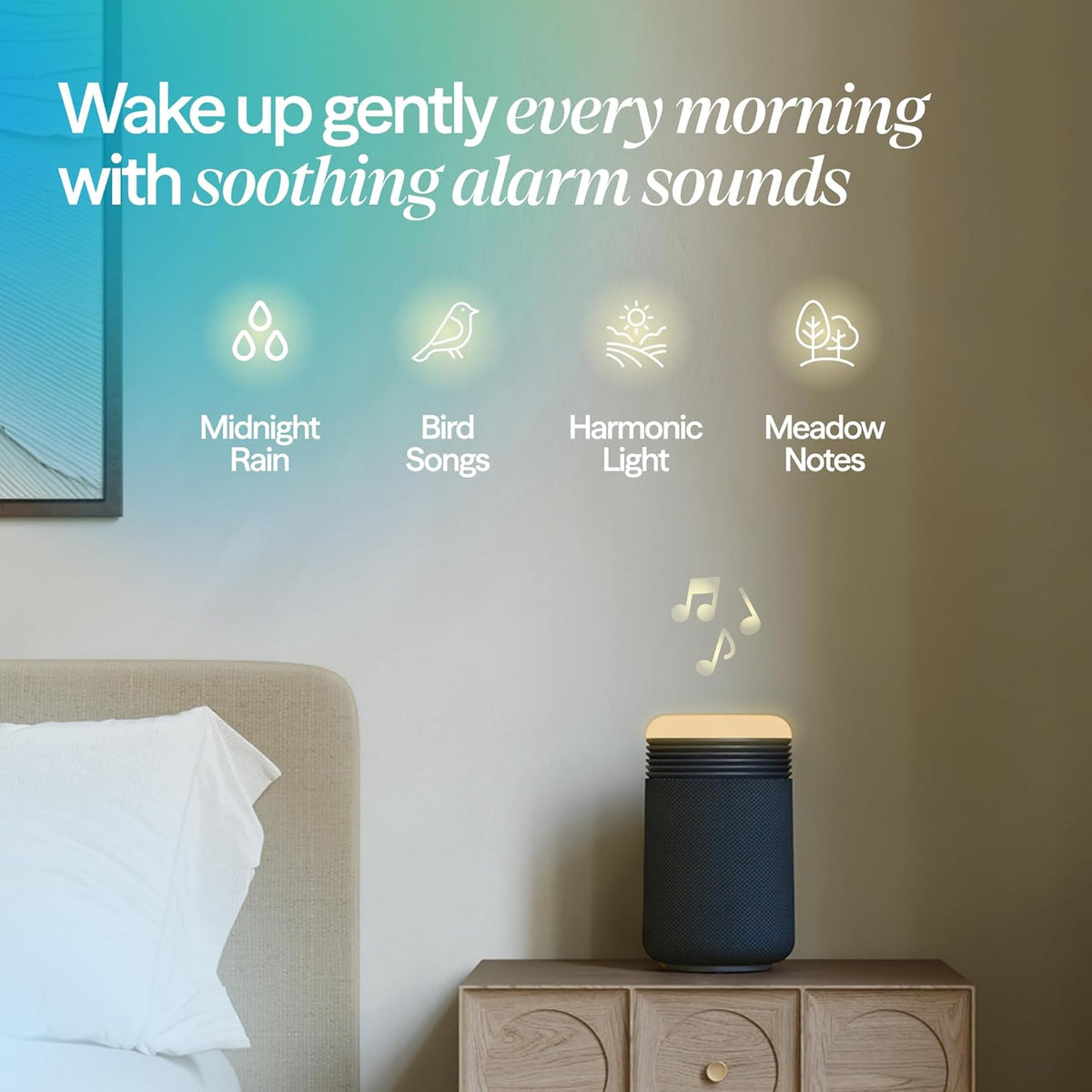 BLUEAIR Air Purifiers with Sunrise Alarm Clock for Home Bedroom Dorm, Beige