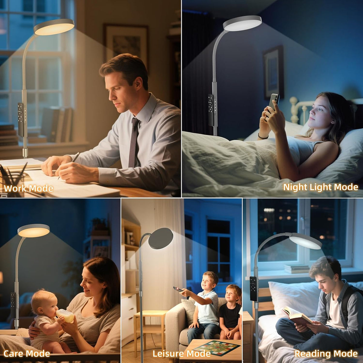 PACOVY Floor Lamp, Adjustable Height Floor Lamps for Living Room Bedroom, 120 LED Super Bright Standing Lamp Remote & Touch Control Dimmable Gooseneck Tall Stand Reading Lamp for Office Craft, Black