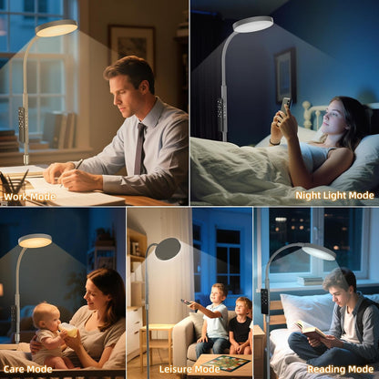 PACOVY Floor Lamp, Adjustable Height Floor Lamps for Living Room Bedroom, 120 LED Super Bright Standing Lamp Remote & Touch Control Dimmable Gooseneck Tall Stand Reading Lamp for Office Craft, Black