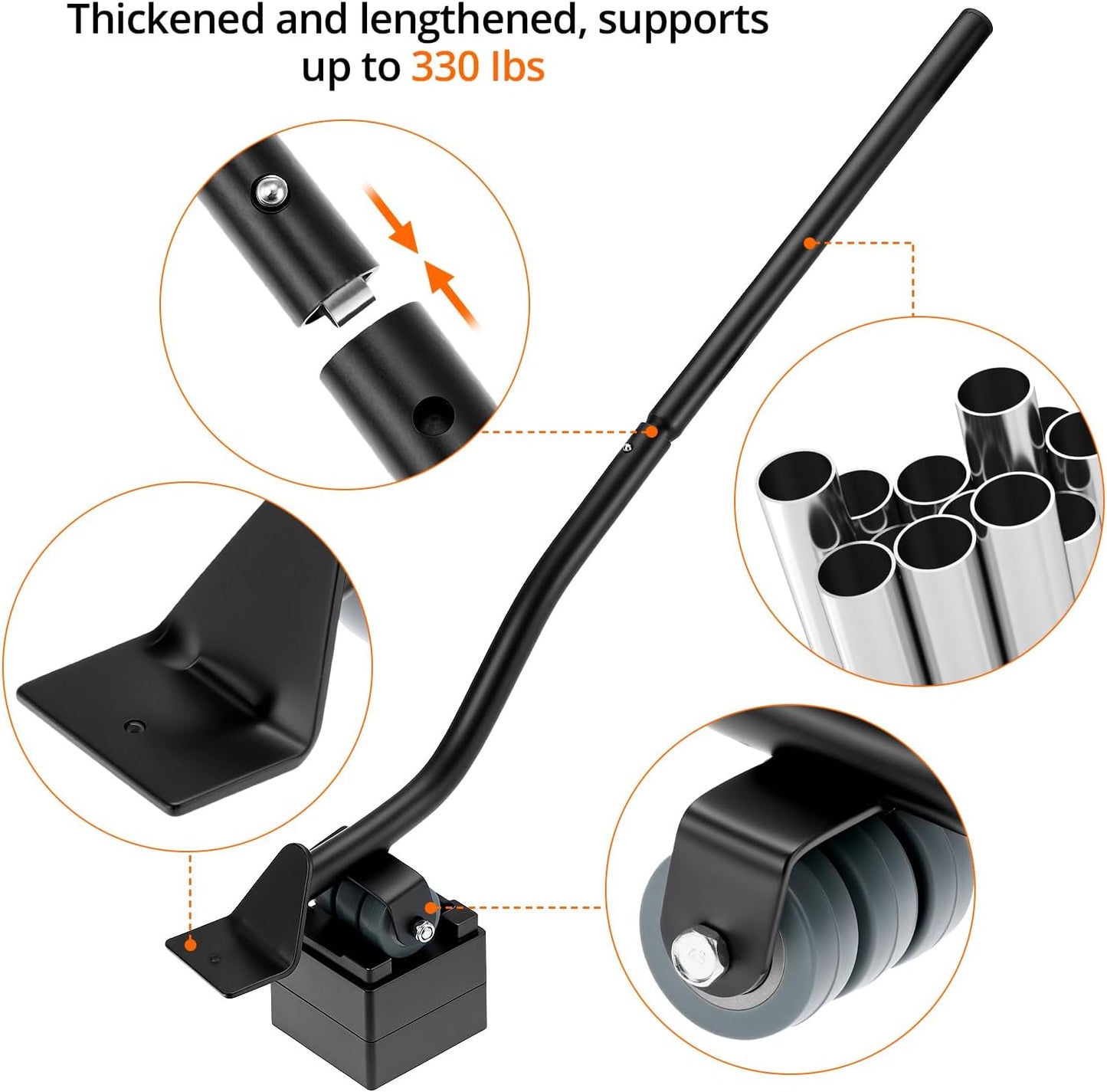 QWORK Furniture Lifter Tool, Appliance Furniture Metal Lifters for Heavy Furniture Movers Sliders Easily (1 Lifter & 4 Heightening Block)