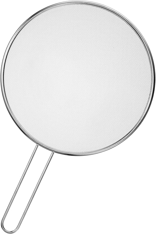 7.5 in Grease Splatter Guard, Stainless Steel Splatter Guard for Frying Pan Oil Splatter-Screen with Comfortable Grip Handle and Ultra Fine Mesh (Diameter 19 cm,Handle 14.3cm)