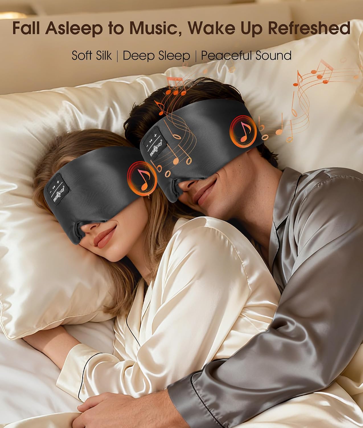 MUSICOZY 3D Mulberry Silk Sleep Mask Bluetooth 5.4 Headphones Full Coverage | Luxury Silk Eye Mask with Blackout Design Ultra Thin Speakers, Side Sleeper Comfort for Travel Relaxation Gifts for Men Women