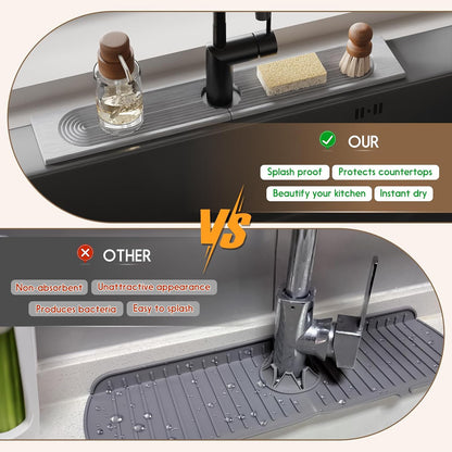 Faucet Mat for Kitchen Sink, Diatomite Quick Drying Tray , 15.8 Inch Kitchen Sink Splash Guard and Bathroom Stone Trays for Counter. Super Absorben.White.