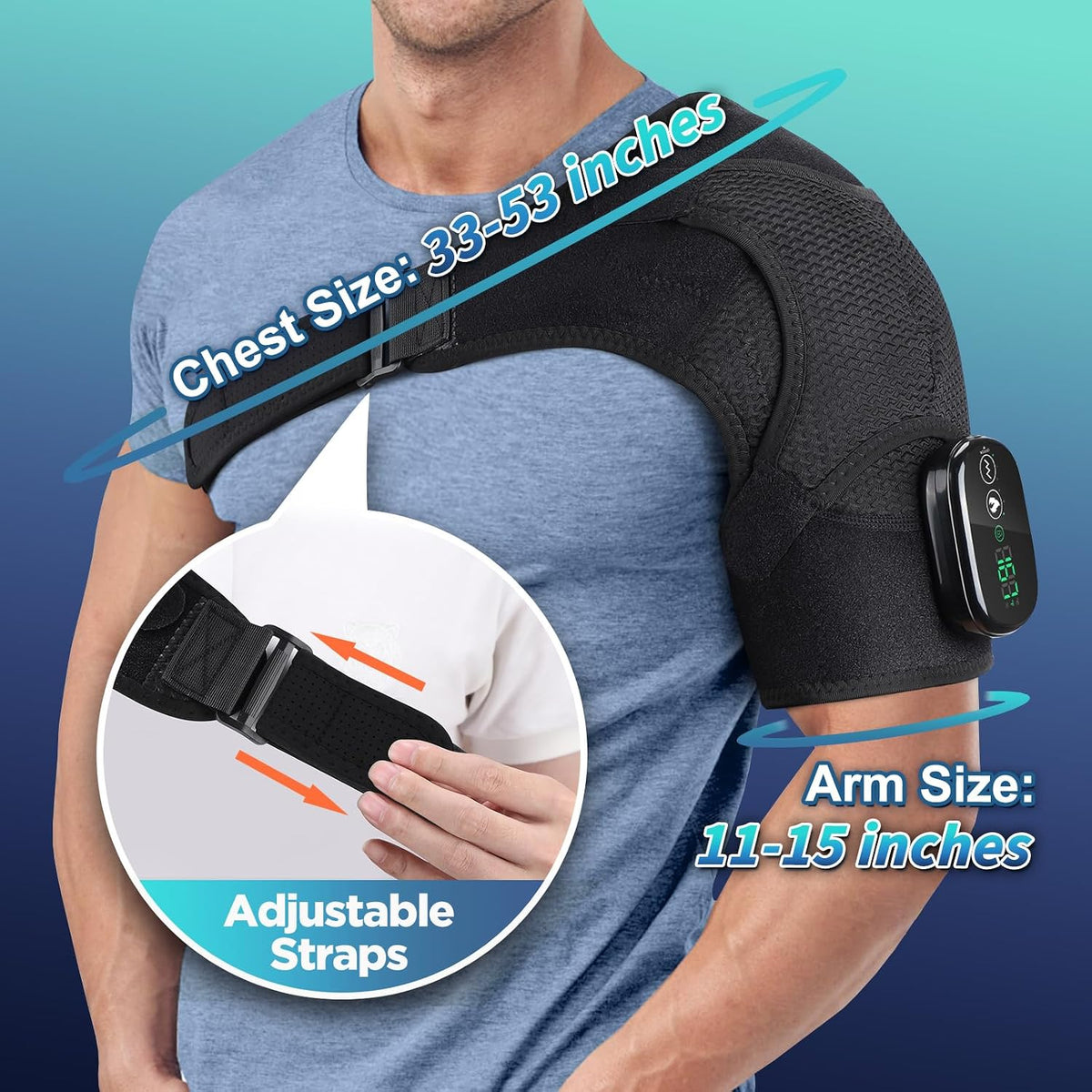 Cordless Shoulder Massager with Heat and Vibration, 3 Heat & 3 Vibration