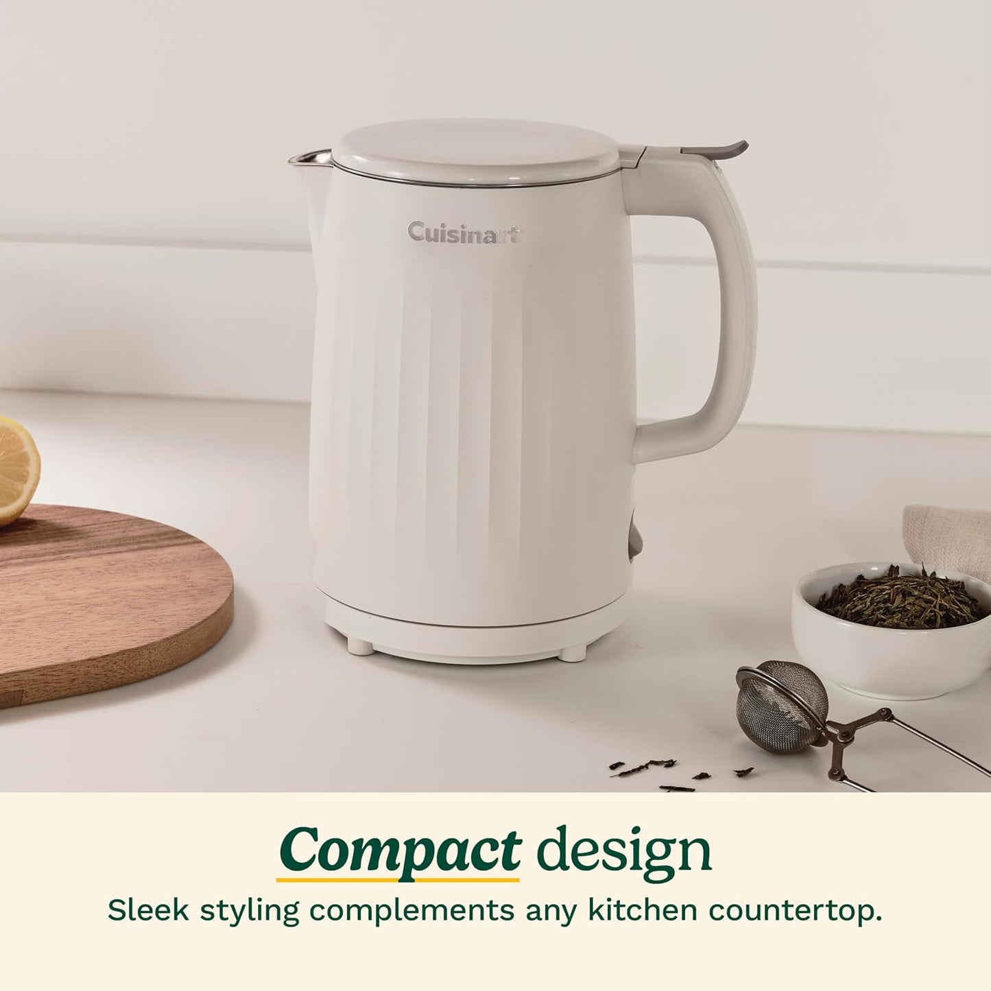 Cuisinart Soho 1-Liter Double Wall Electric Hot Water Kettle, Tea Kettle with Stainless Steel Interior, One Touch Operation to Boil Water for Tea, Hot Cocoa, or Instant Oatmeal, CK-10BK, Black