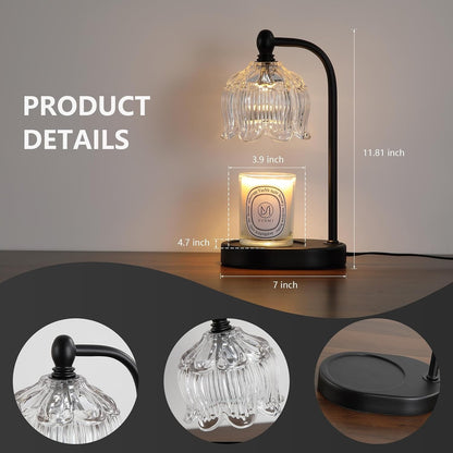 Candle Warmer Lamp with Timer and Dimmer,Electric Gold Light Gifts for Women Melt Wax Warmer Lamp with 2 Bulbs for Candle Jars House Warming New Home Decor Bedroom