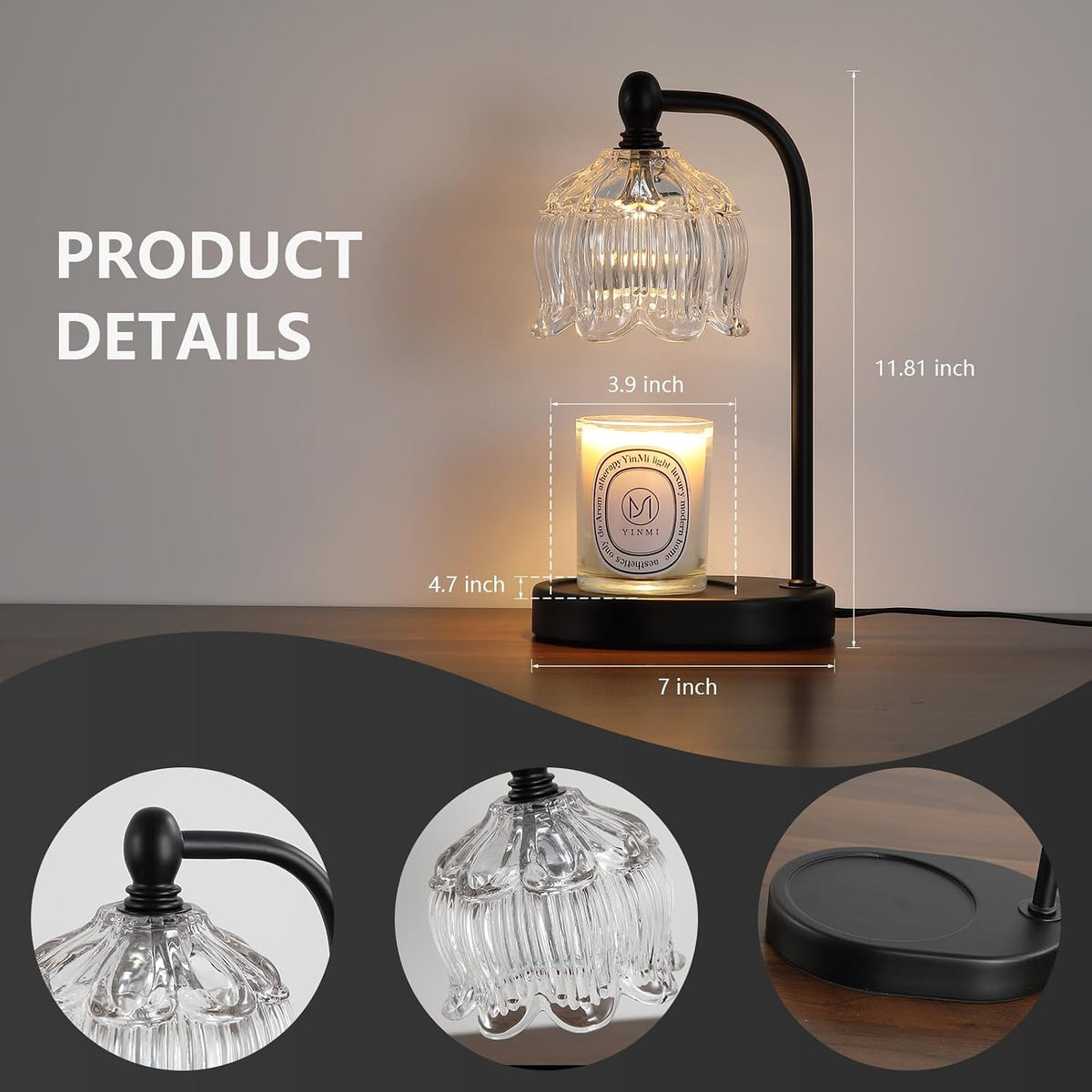 MEIXISUE Candle Warmer Lamp with Timer and Dimmer,Electric Gold Light Gifts for Women Melt Wax Warmer Lamp with 2 Bulbs for Candle Jars House Warming New Home Decor Bedroom